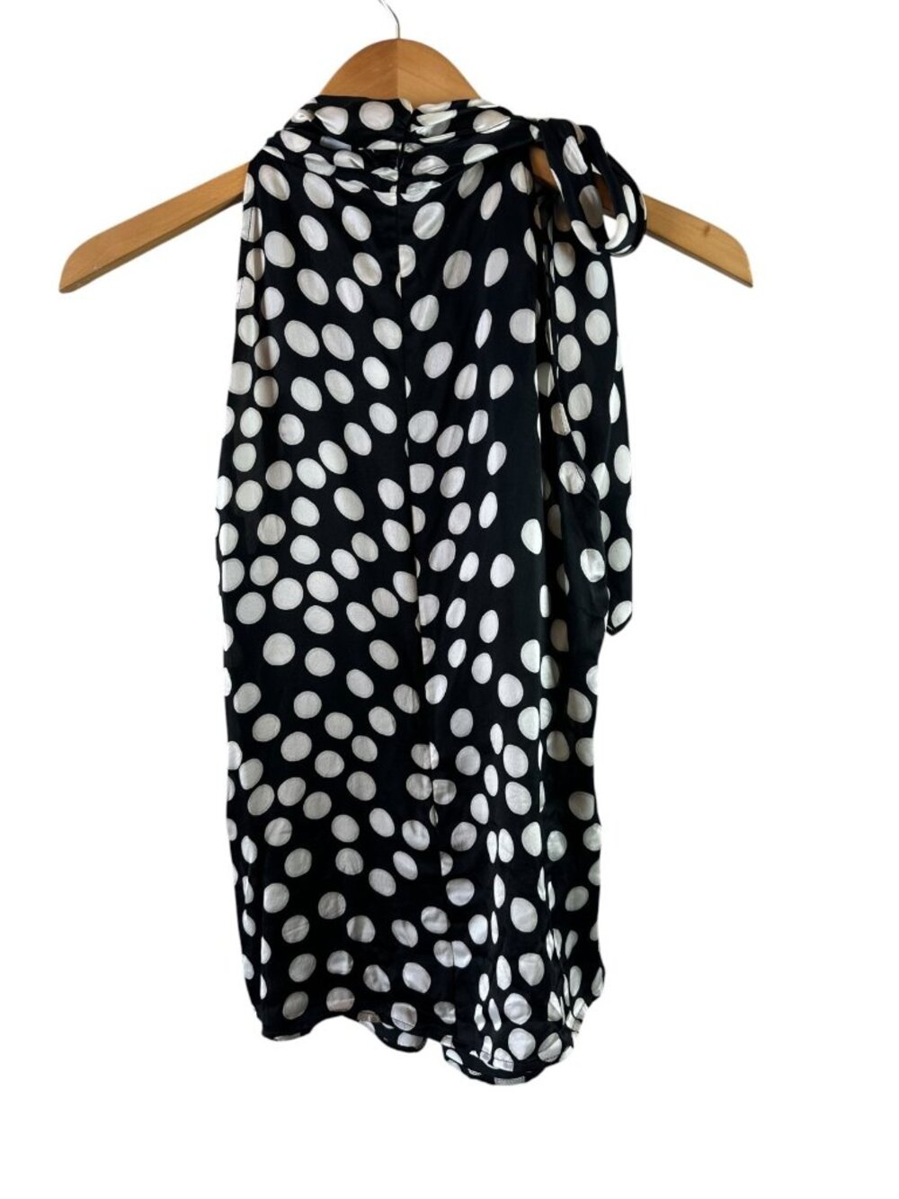 St John Collection Black White Polka Dot Silk Sleeveless Blouse Size S - Picture 5 of 7